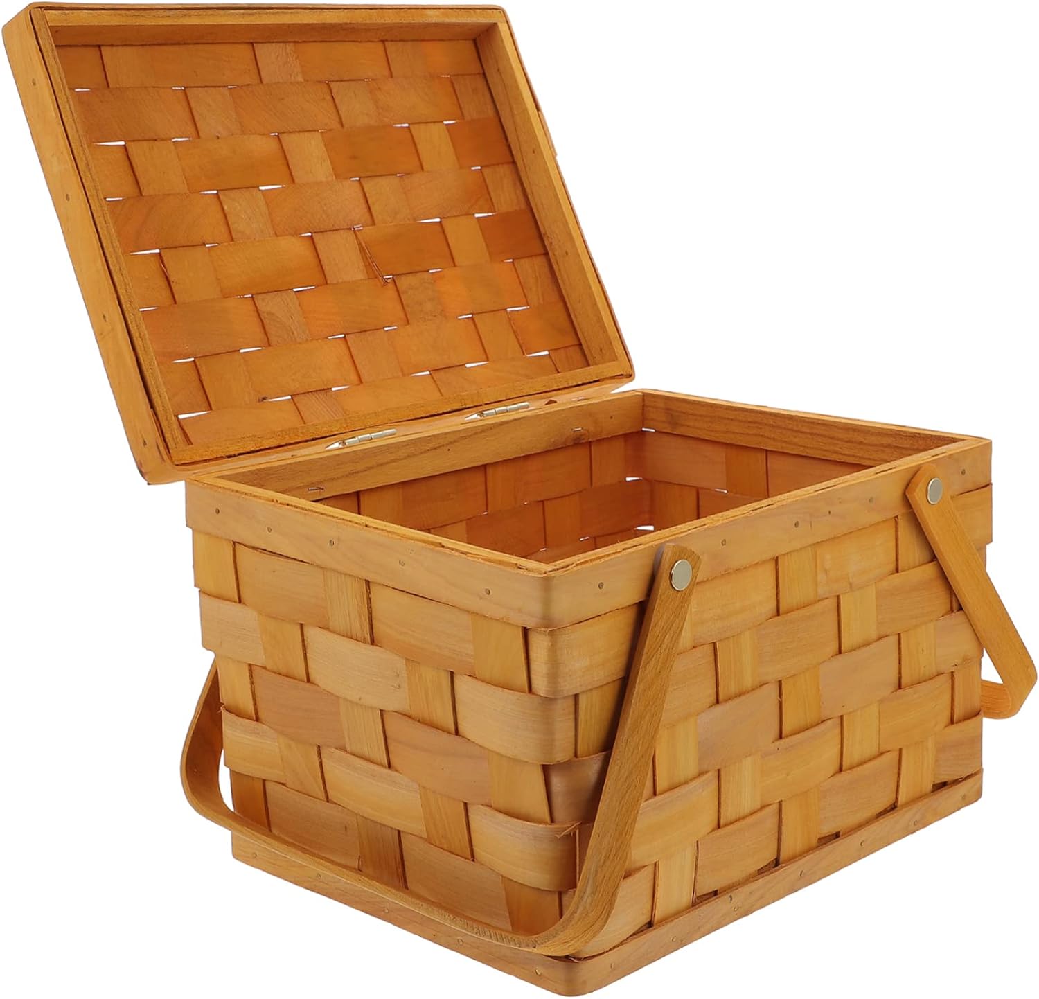 Healvian 1pc Picnic Basket Storage Baskets with Lid Square