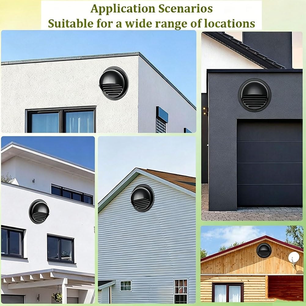 Pack de 2 Rejilla de Ventilación, 50-200 mm, Acero Inoxidable, Pared, Tapa de Ventilación de Aire，lamas, Malla Mosquitera, Secadora, Campana Extractora, Extractor Exterior