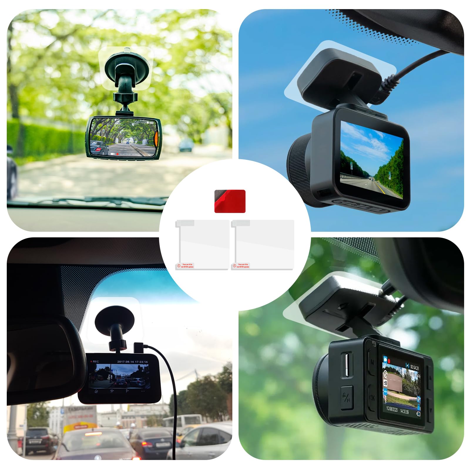 8 PCS Electrostatic Film for Dash Cam, Dash Cam Clear Double-Sided Adhesive Stickers Reusable Weatherproof Electrostatic Stickers for Windshield Dashcam Car — view 5