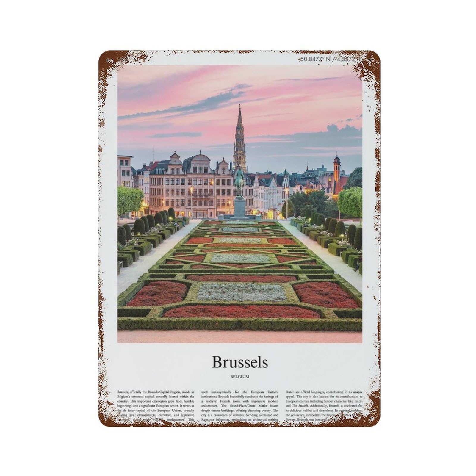 xiaoxiaoshen Brussels Belgium City Scenery Wall Decor Art Metal Tin Poster Modern Home Decor Art Home Bar Shop Decorations Vintage Sign 40x30cm