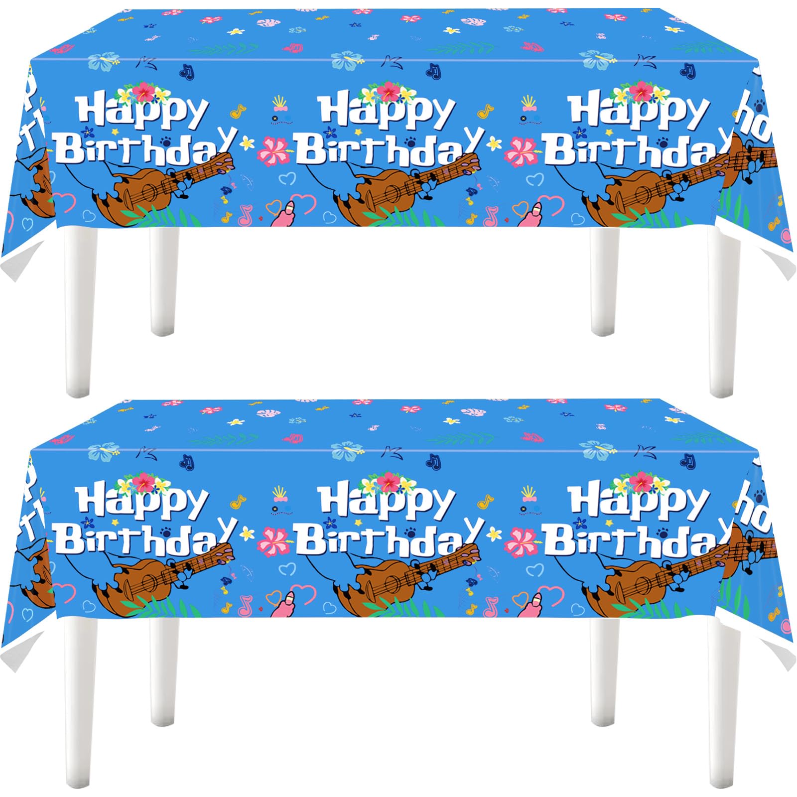 2Pcs Blue Cartoon Animation Luau Tablecloth for Cartoon Animation Luau Table Cover Party Supplies Decorations (70in x 42in)