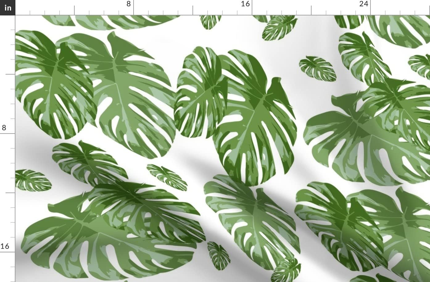 Spoonflower Fabric - Tropical Palm Elephant Leaf Greens Botanical Print Monstera Banana Printed on Organic Cotton Sateen Fabric by The Yard - Sewing Quilting Apparel Home Decor