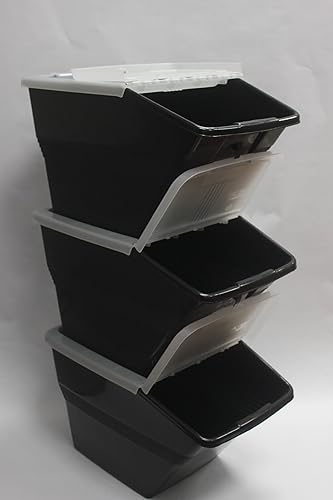 Miniatura 2 de WTM BBCL paquete de tres cubos apilables con tapas con bisagras tamaño de 24 cuartos de galón paquete de 3