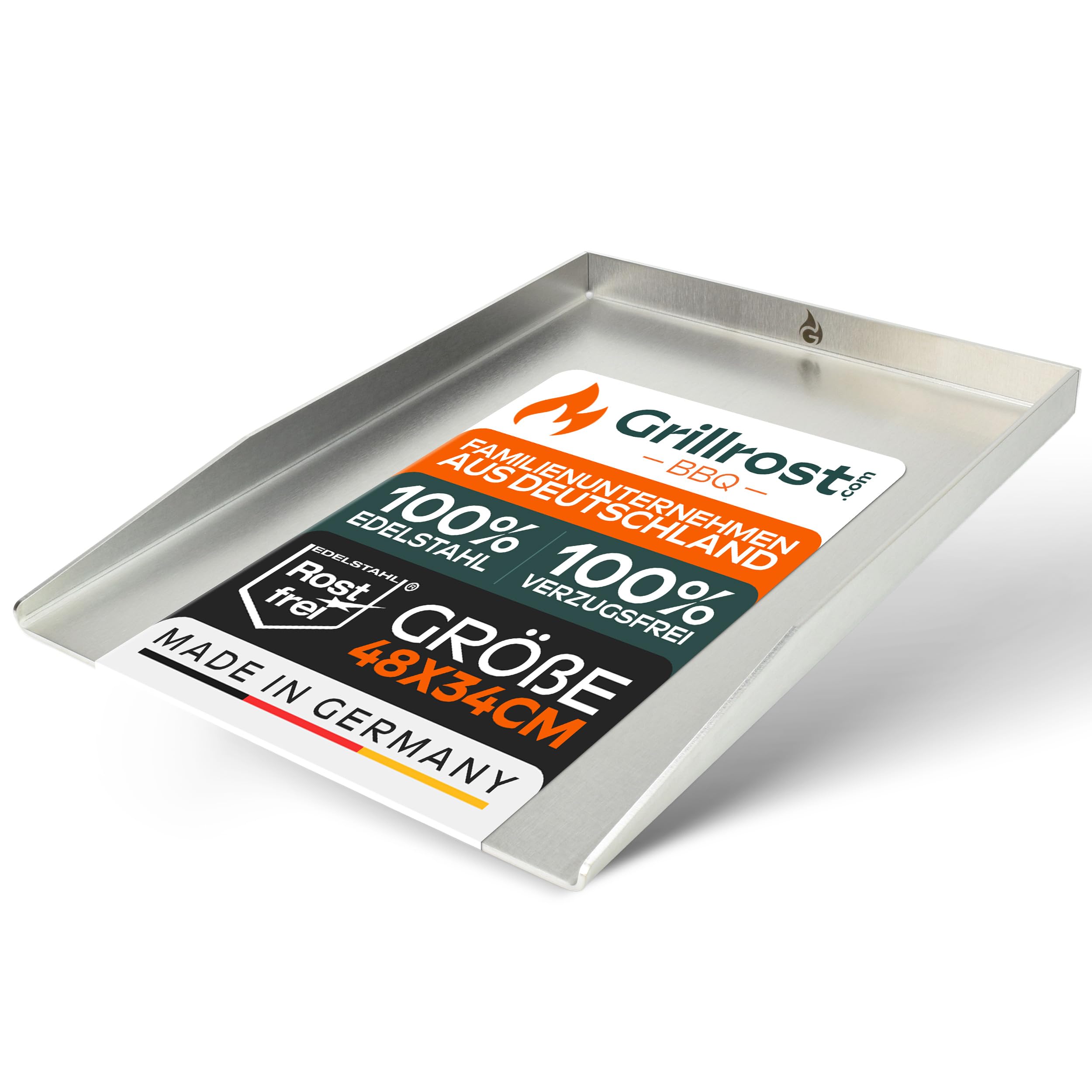 Grillrost.com Das Original Plaque de Cuisson en Acier Inoxydable | Plancha 48x34cm - Convient pour Genesis II & Broil King Imperial/Regal | 4mm Massif