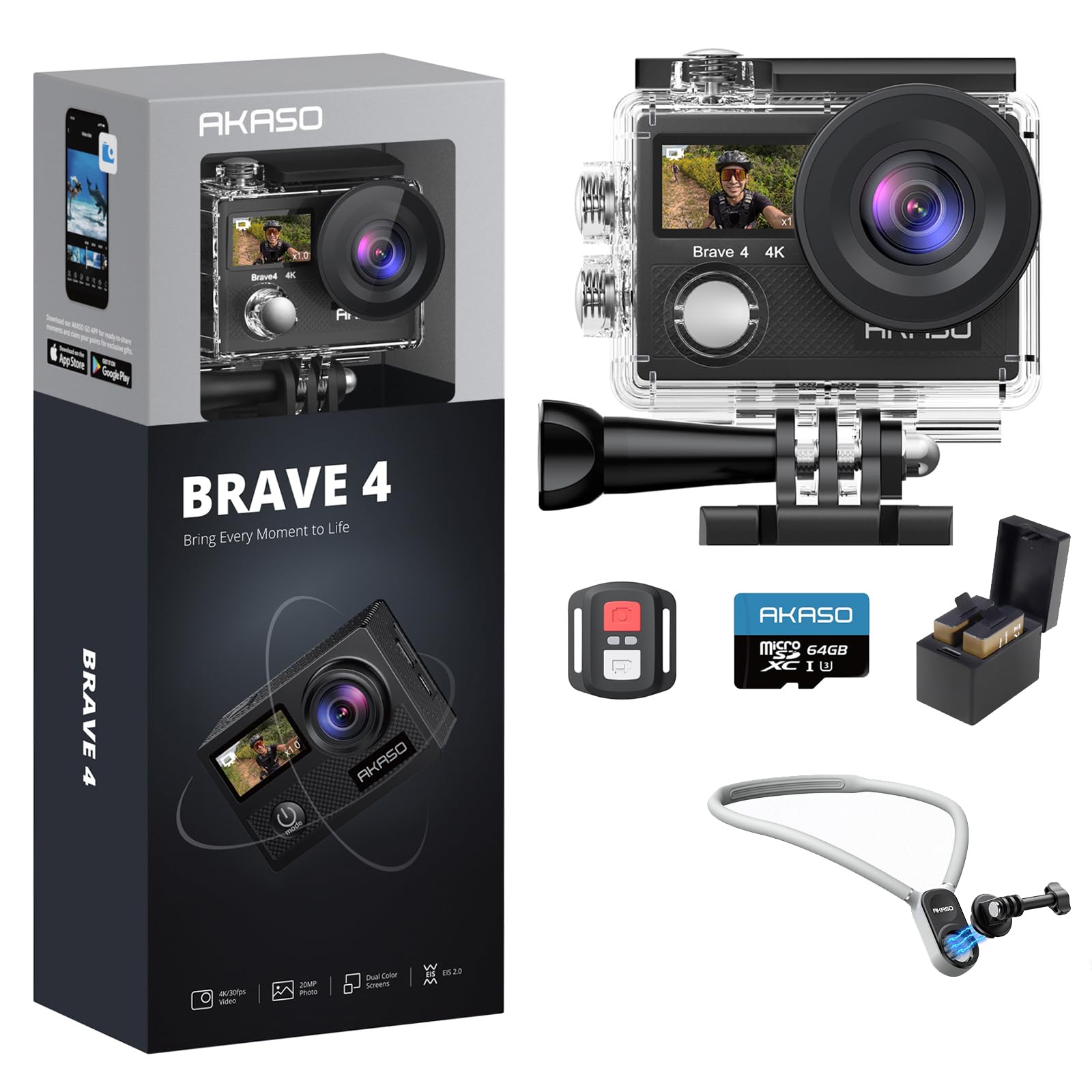 Amazon.com : AKASO Brave 4 Action Camera with 64GB SD Card Bundle