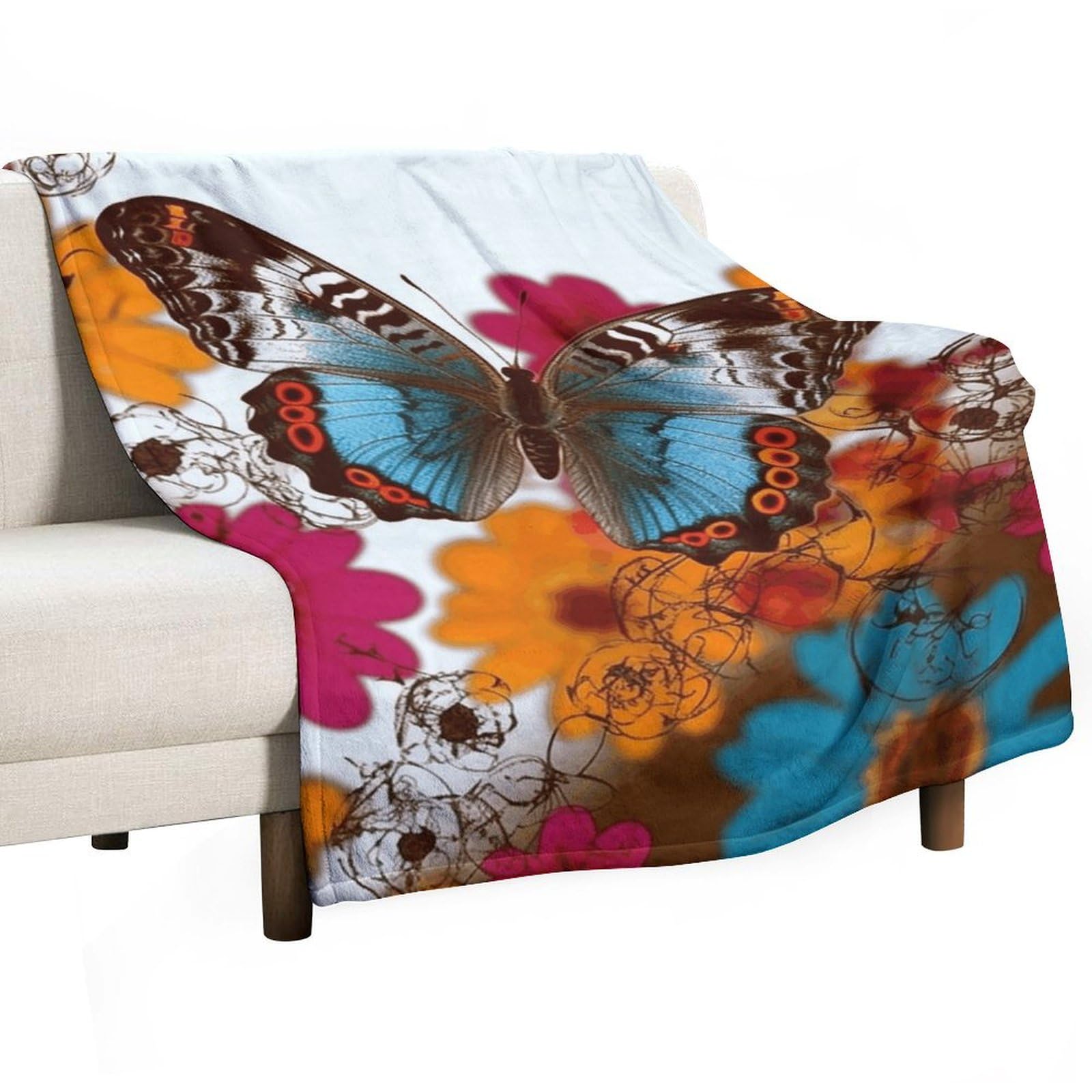 Couverture en flanelle florale 140x177 cm légère pour lit