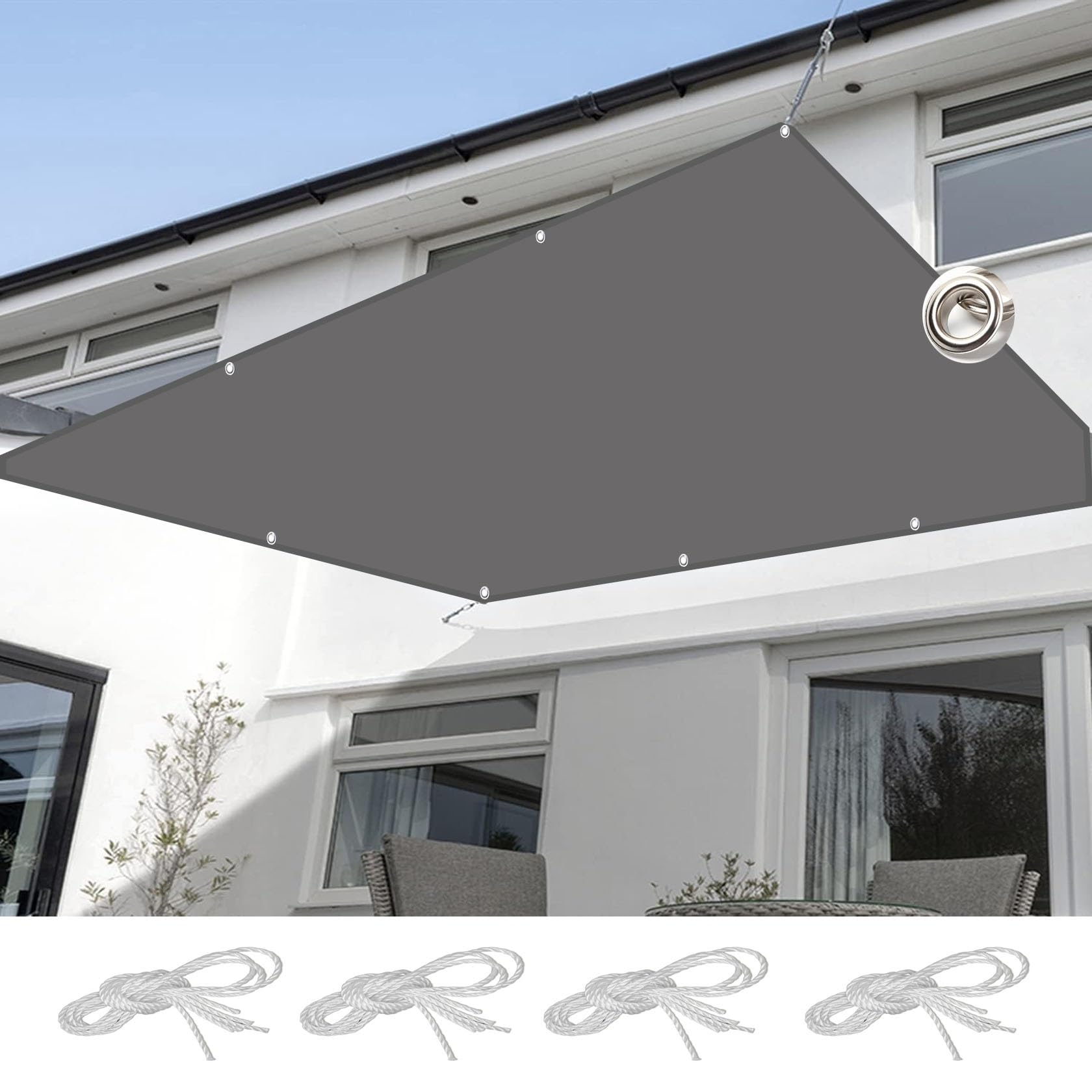 Voile d'ombrage pour jardin et piscine ombrage rectangulaire gris foncé