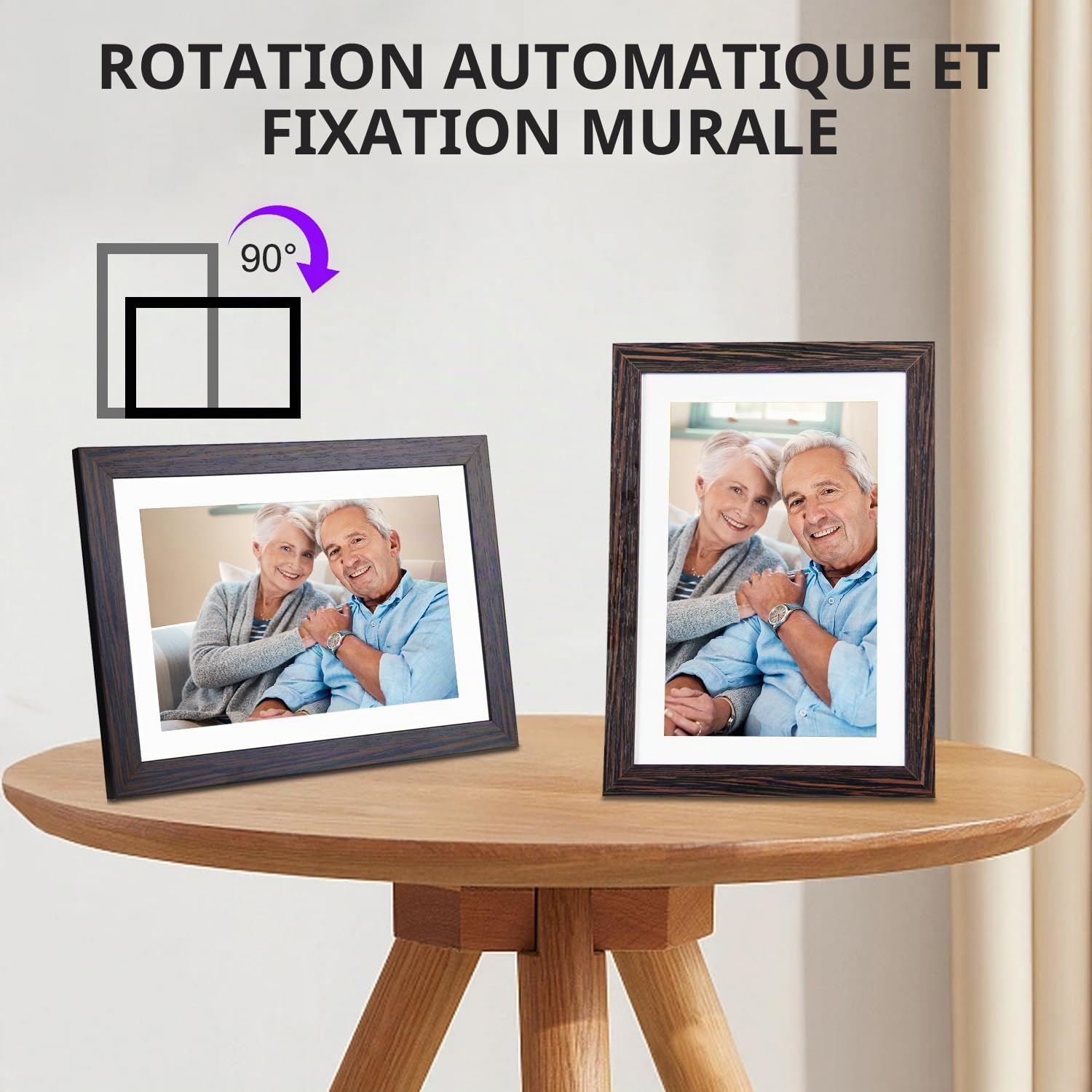 Hesmor Cadre Photo numérique WiFi, Cadre Photo numérique de 10,1 Pouces, écran Tactile LCD IPS 1280 x 800, Rotation Automatique, Stockage de 32 Go intégré