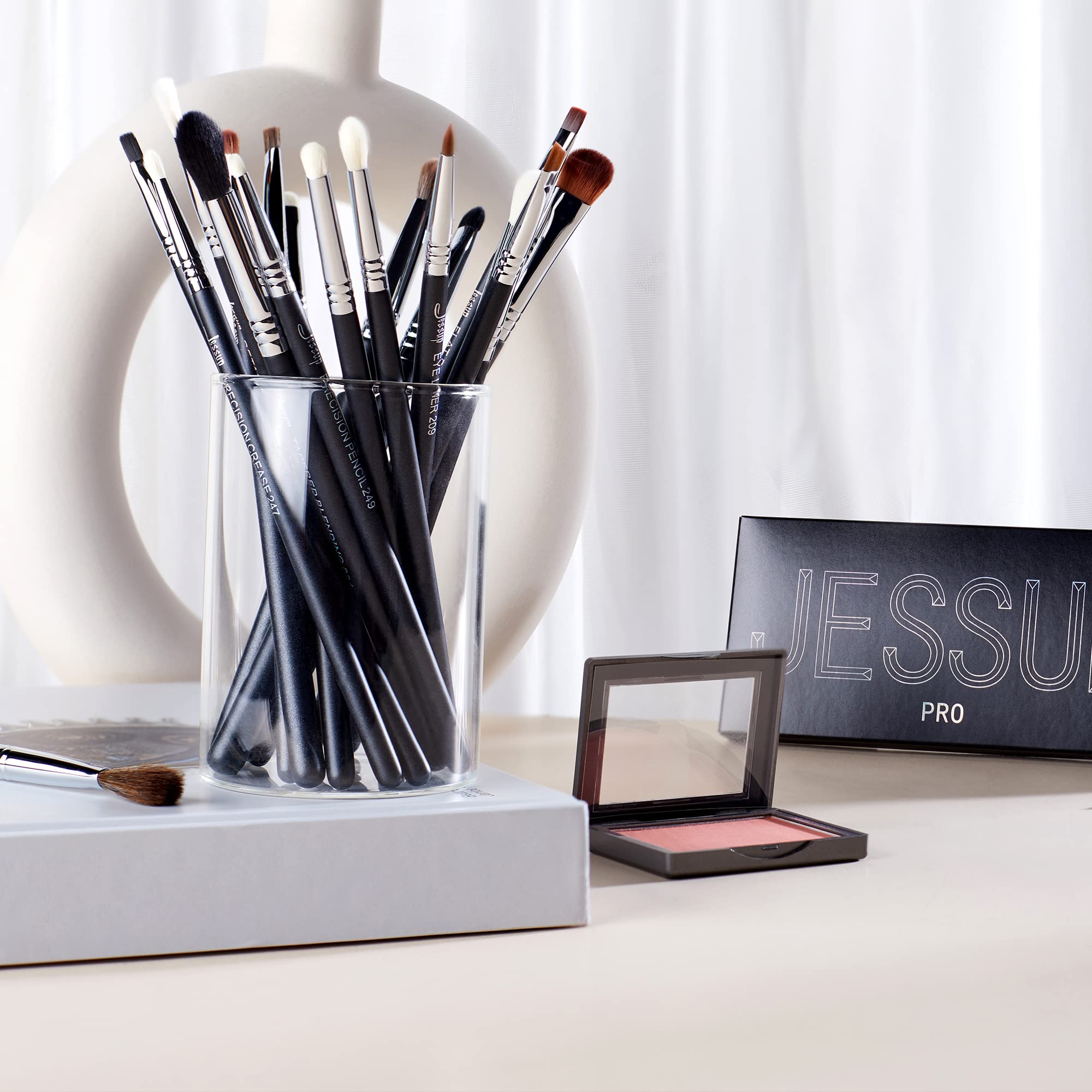 Jessup Pinselset Makeup Pinsel Lidschattenpinsel Set 28 Stk Augenpinsel Set Professionelles Augen Make Up Pinsel Set Augenpinselset Lidschattenpinselset Eyeshadow Eye Brush Set Schwarz Silber T341