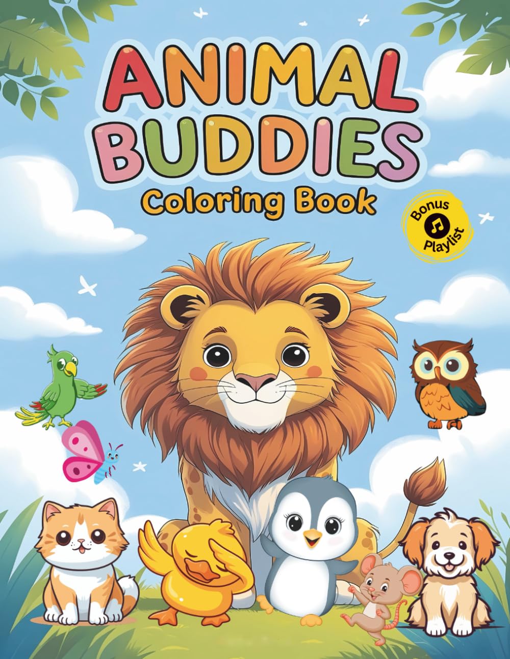 Animal Buddies Coloring Book: Fun and Easy Designs for Creative Kids Featuring Cute Puppies, Kittens, Penguins, and More (Color & Sing Along)