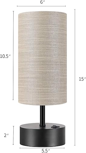 Miniatura 7 de Oneach Juego de 2 lámparas de mesa modernas con doble puerto de carga USB, salida de CA de 15 pulgadas, lámpara de mesita de noche para dormitorio,