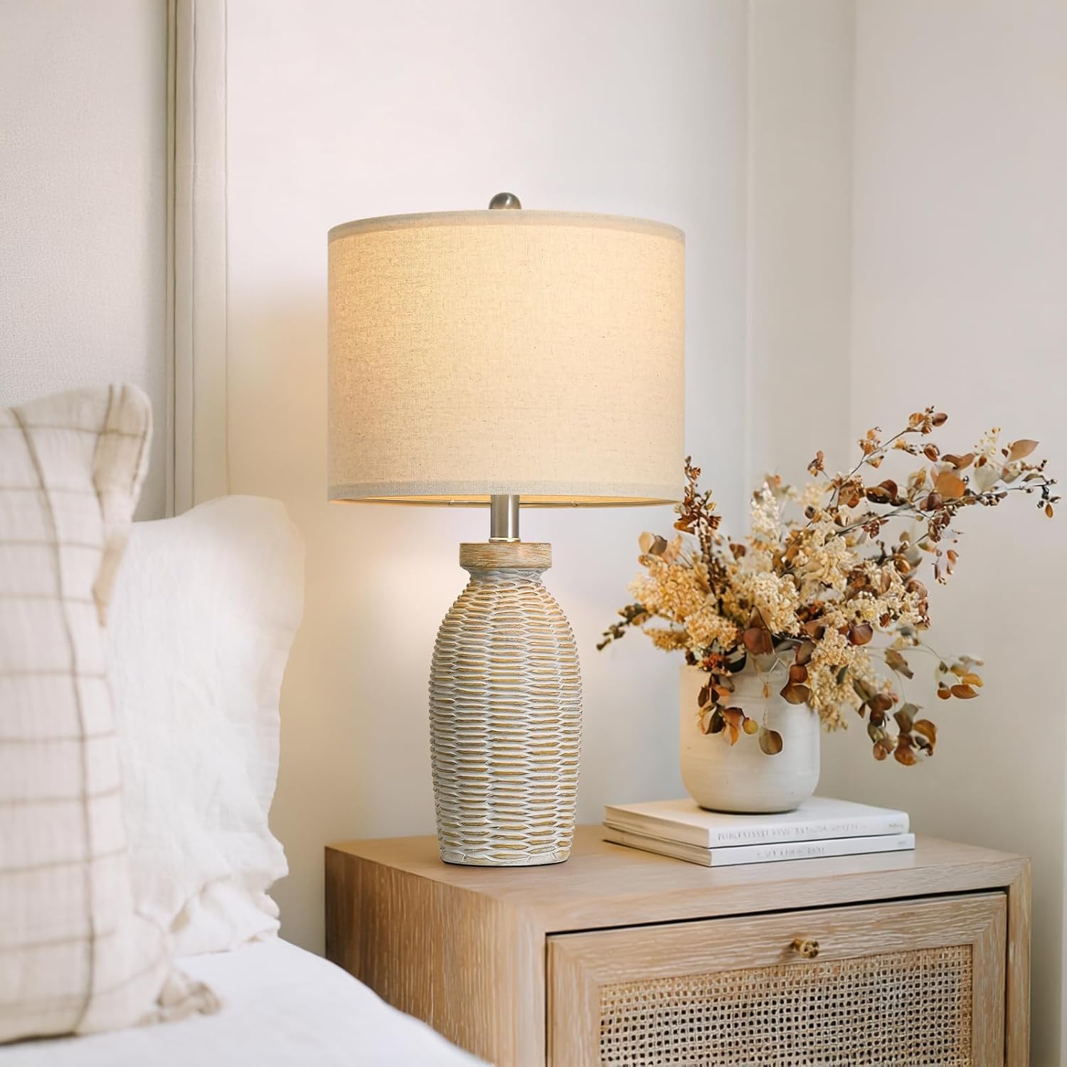 22.75" Table Lamps for Living Room Small Lamps for Bedroom Bedside Lamps Set of 2 Boho Lamps for Night Stands Nightstand Lamp Farmhouse Vintage Rustic Modern Side End Table Lamp Light Home Deco Gifts