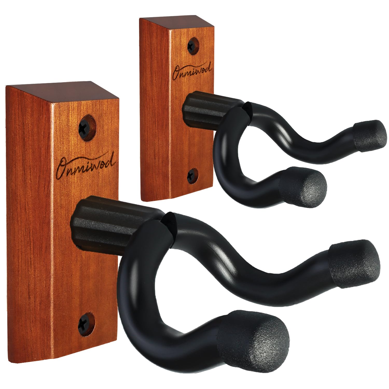 Guitar Wall Mount 2 Pack, Mahogany Wood Guitar Hanger, U-Shaped Guitar Wall Hanger Mount, Guitar Holder Hook Stand Wall for Acoustic, Electric Guitar, Banjo, Bass, Gift for Guitar Player