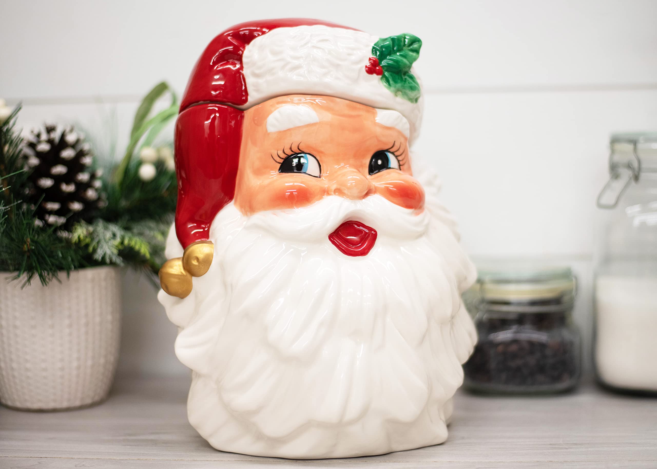 Transpac Santa Bright Red and Classic White 11.75 Inch Ceramic