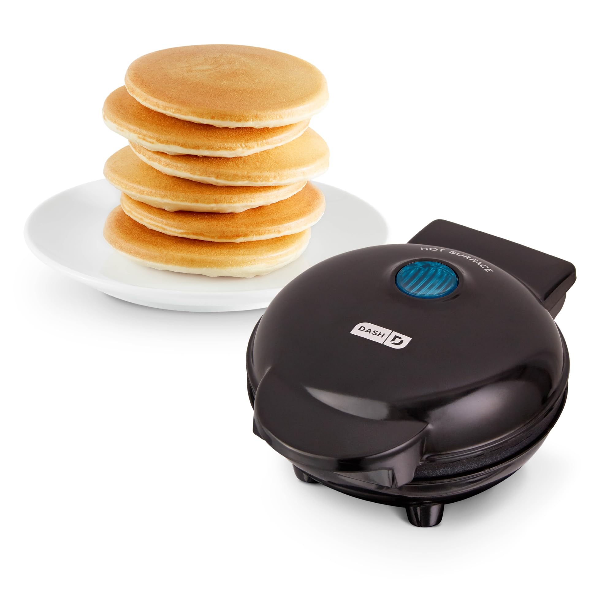 DASH Mini Maker Electric Round Griddle for Individual Pancakes, Cookies, Eggs & other on the go Breakfast, Lunch & Snacks with Indicator Light + Included Recipe Book - Black