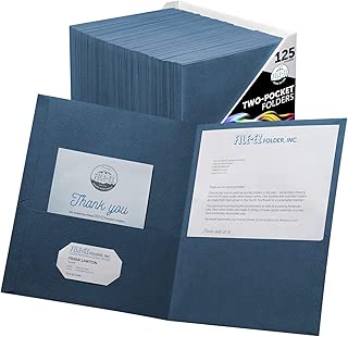 FILE-EZ Two-Pocket Folders, Dark Blue, 125-Pack, Textured Paper, Letter Size (EZ-32423) - coolthings.us