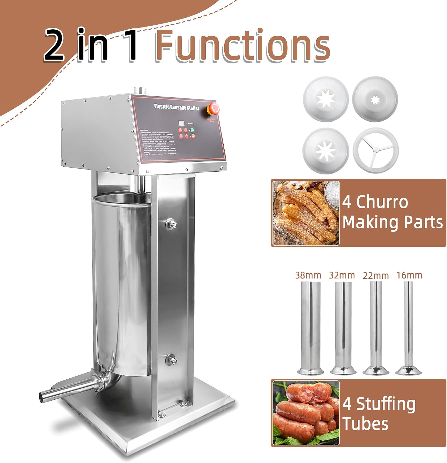 Hakka Electric Sausage Stuffer Machine, Precision Craftsmanship, Fast Electric Sausage Filling Machine, 30L/66LB
