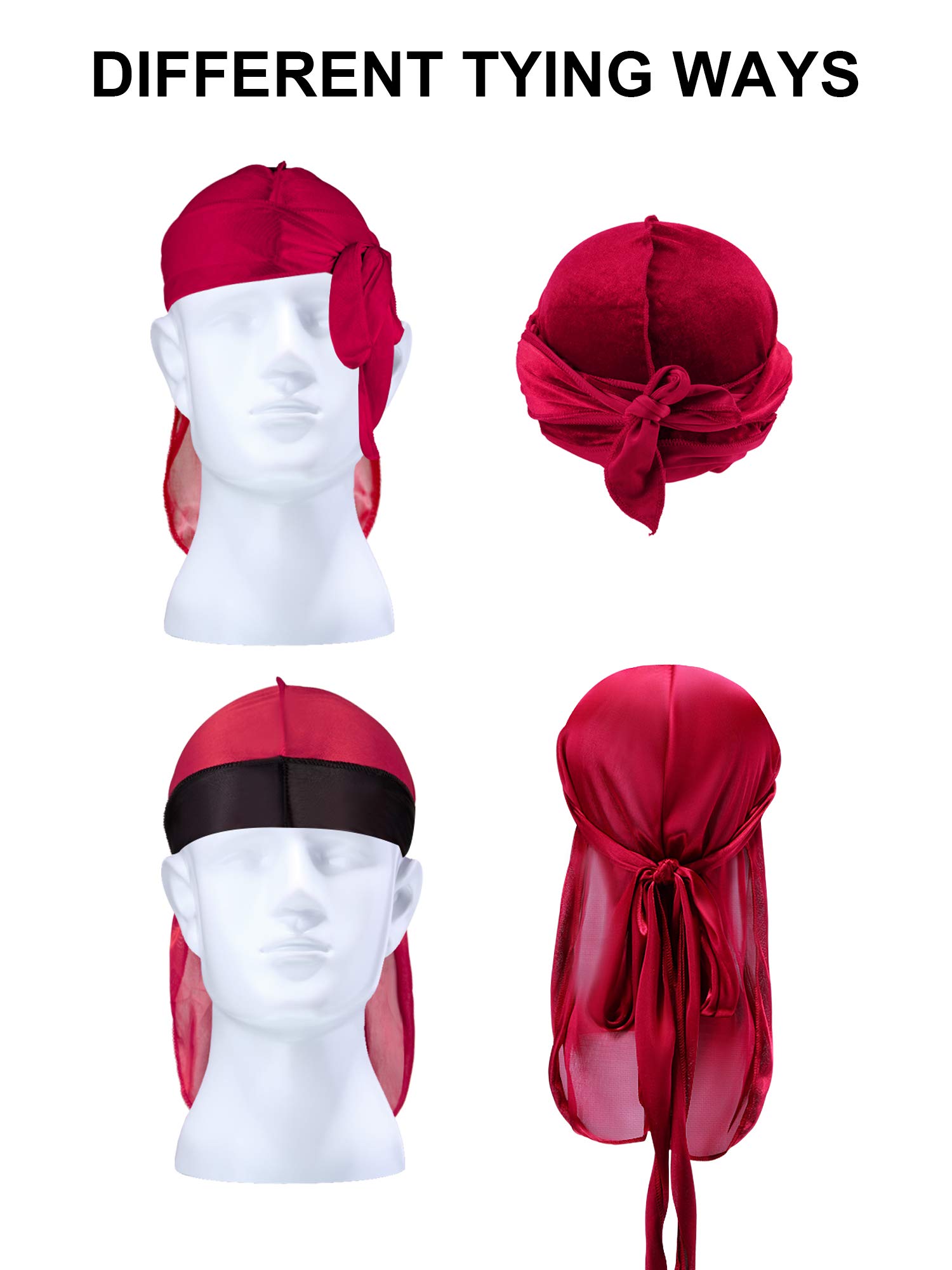 8 Durag Raso Per Bambini Con Coda Lunga E Cinghie Larghe - Perfetti Per 360 Onde - Colori Assortiti (2-8 Anni)