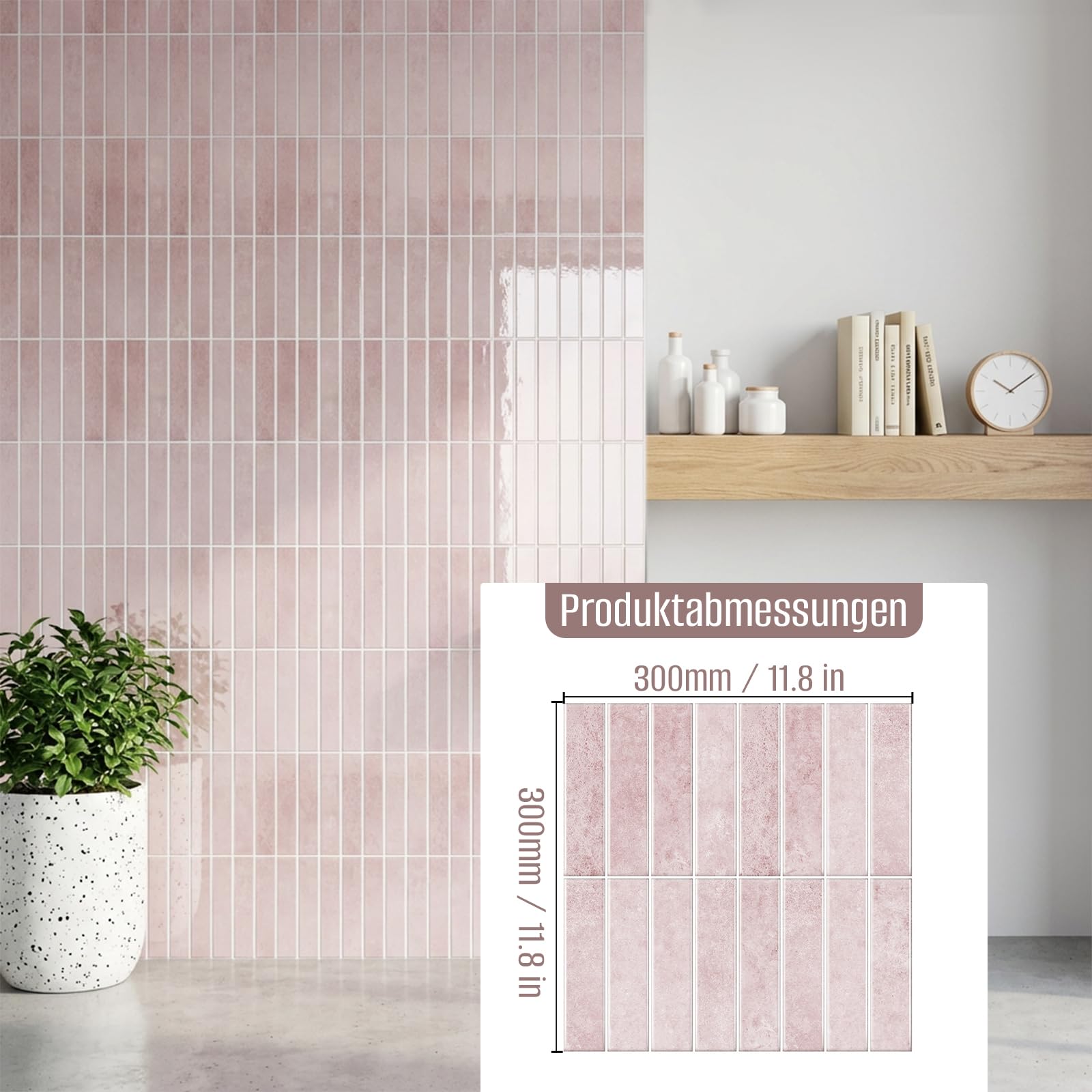 Naklejki 3D na płytki, 10 sztuk, samoprzylepne, 30 x 30 cm, na ścianę do salonu, sypialni, kuchni, łazienki (różowe)