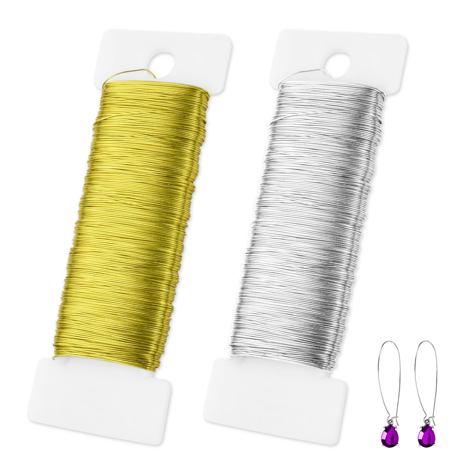 Fil Floral Fer 0.7mm X 35m - Lot De 4 Rouleaux Vert - DIY Bijoux, Bouquets, Couronnes