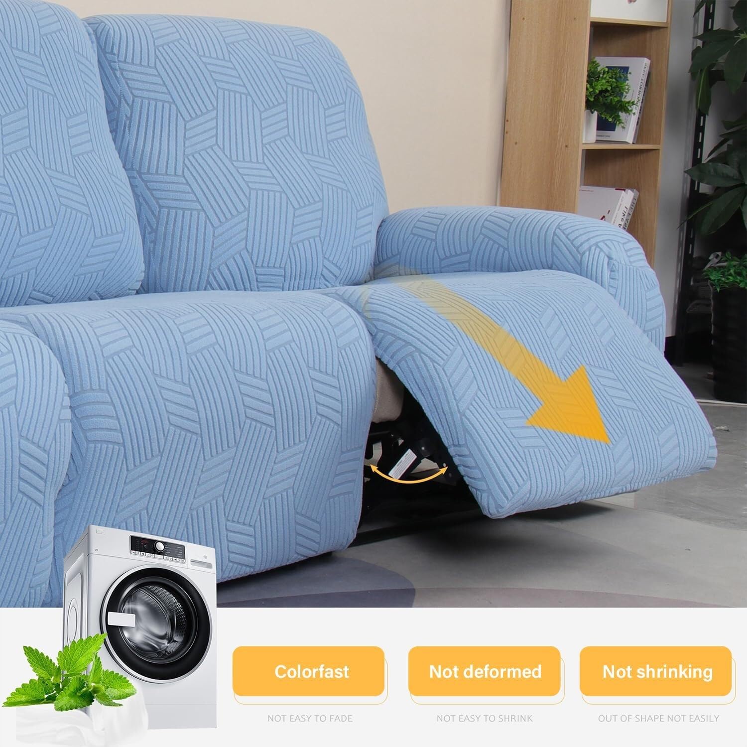 Ulepszone pokrowce na leżankę ze stretchu, 1/2/3-osobowa, kompleksowe, nadające się do prania, na 3-poduszki, szare, rozkładana sofa, 8 sztuk, ochrona na cztery pory roku
