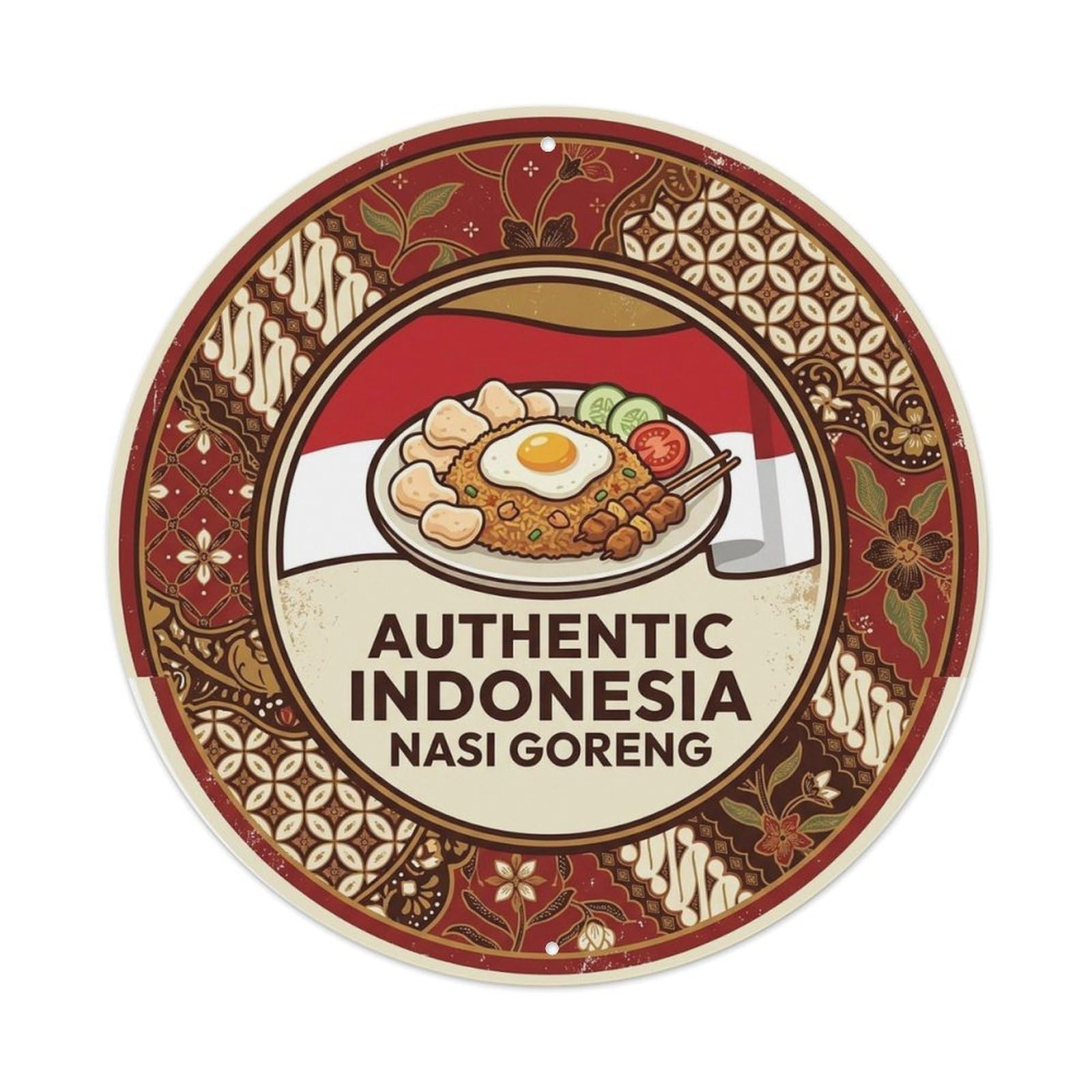 Indonesia Travel Nasi Goreng Indonesian Rice Dish Metal Tin Sign