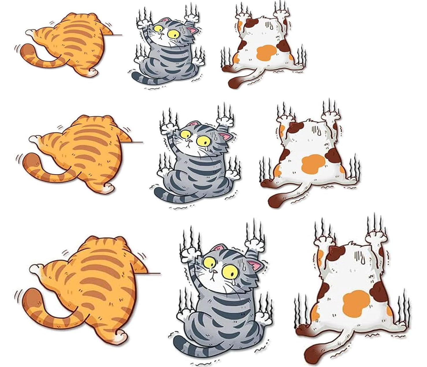 VELEGO 3 Pack Cartoon Cat Car Sticker, Vinyl Funny Auto Decals Bumper Sticker Cats Scratch Cover Self-Adhesive Car Decoration Stickers Decor for Window Wall Laptop Luggage