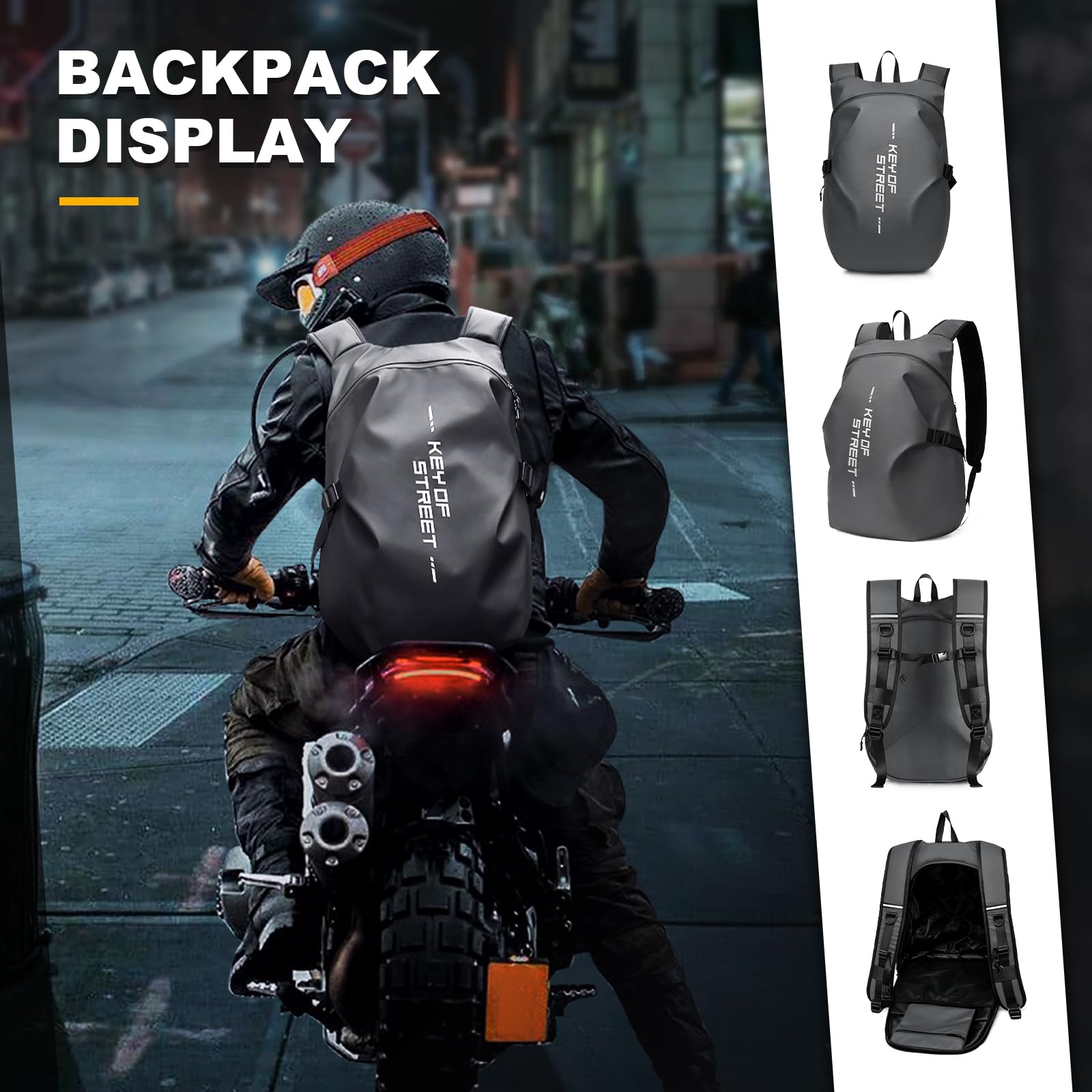 WEPLAN Zaino per Casco Uomo Donna Zaino da Moto Zaino Portacasco da Moto Borsa Porta Casco Moto Impermeabile Zaino da Portacasco Cinturino per Casco da Moto Borsa Porta Casco Moto,Grigio
