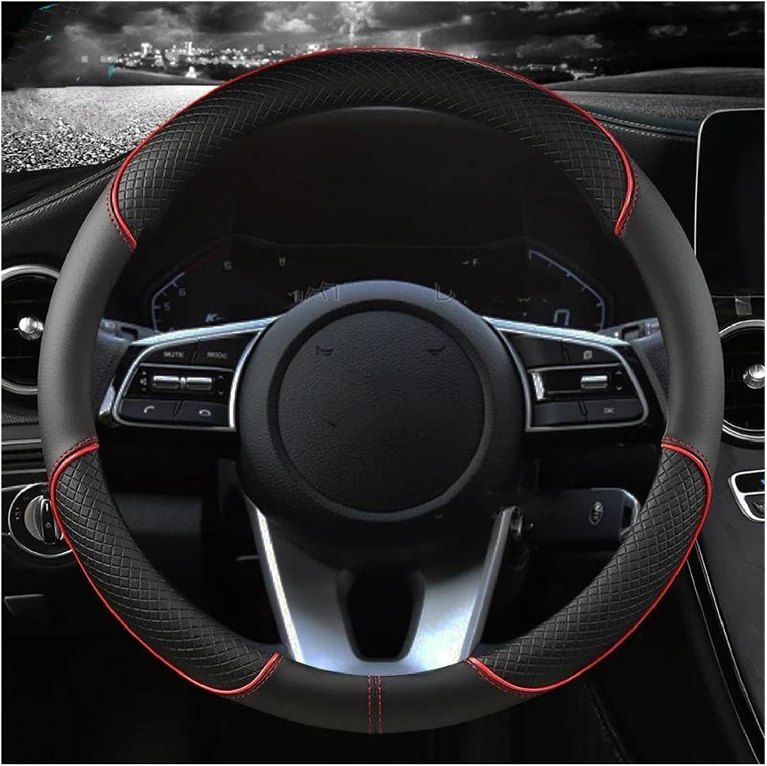 OUTMX Steering Wheel Cover Car for Opel Movano B 2010-2019 Anti Slip Breathable Steering Wheel Cover Steering Wheel Cover Protective Interior Accessories,C/C