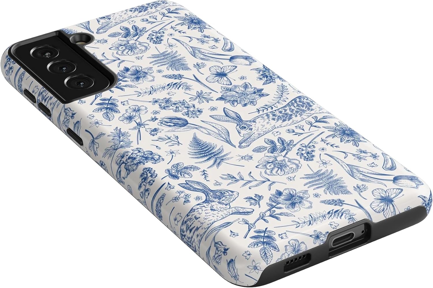 Casely Galaxy S21 Case | Hop & Bloom | Bunny Toile | Essential Slim Dual-Layer Protective Design