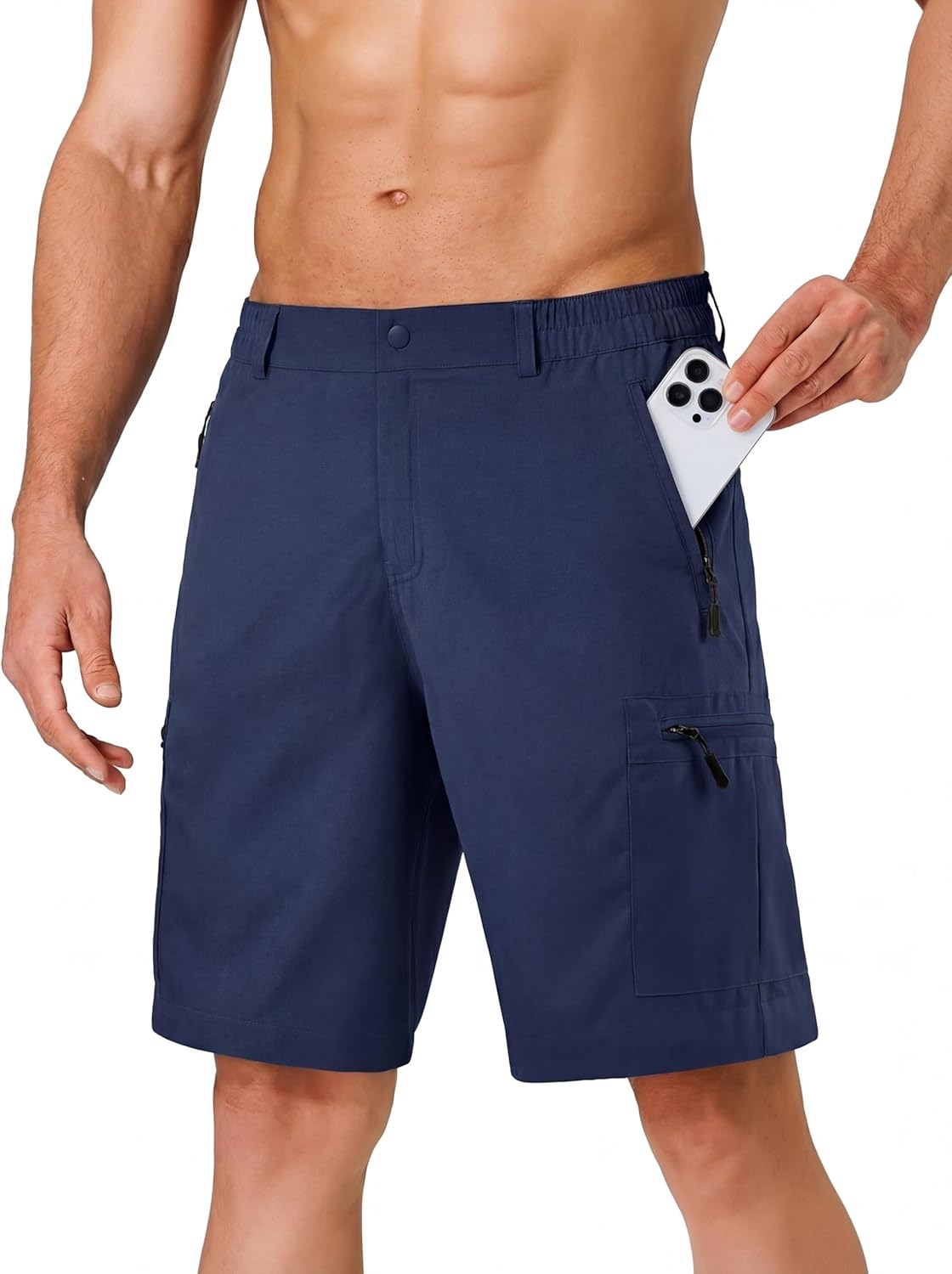 Men's Hiking Cargo Shorts 9", Water Resistant Quick Dry Lightweight Work Shorts with 5 Zipper Pockets for Men
