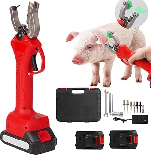 Cordless Electric Ear Tag Pliers Kit | Livestock Tagging Tool | Automatic Rebound Ear Tag Pliers - 2 * 1300 Mah Battery/6 Needle/Storage Box- for Cattle, Pigs, Sheep, Goats, Cows,B