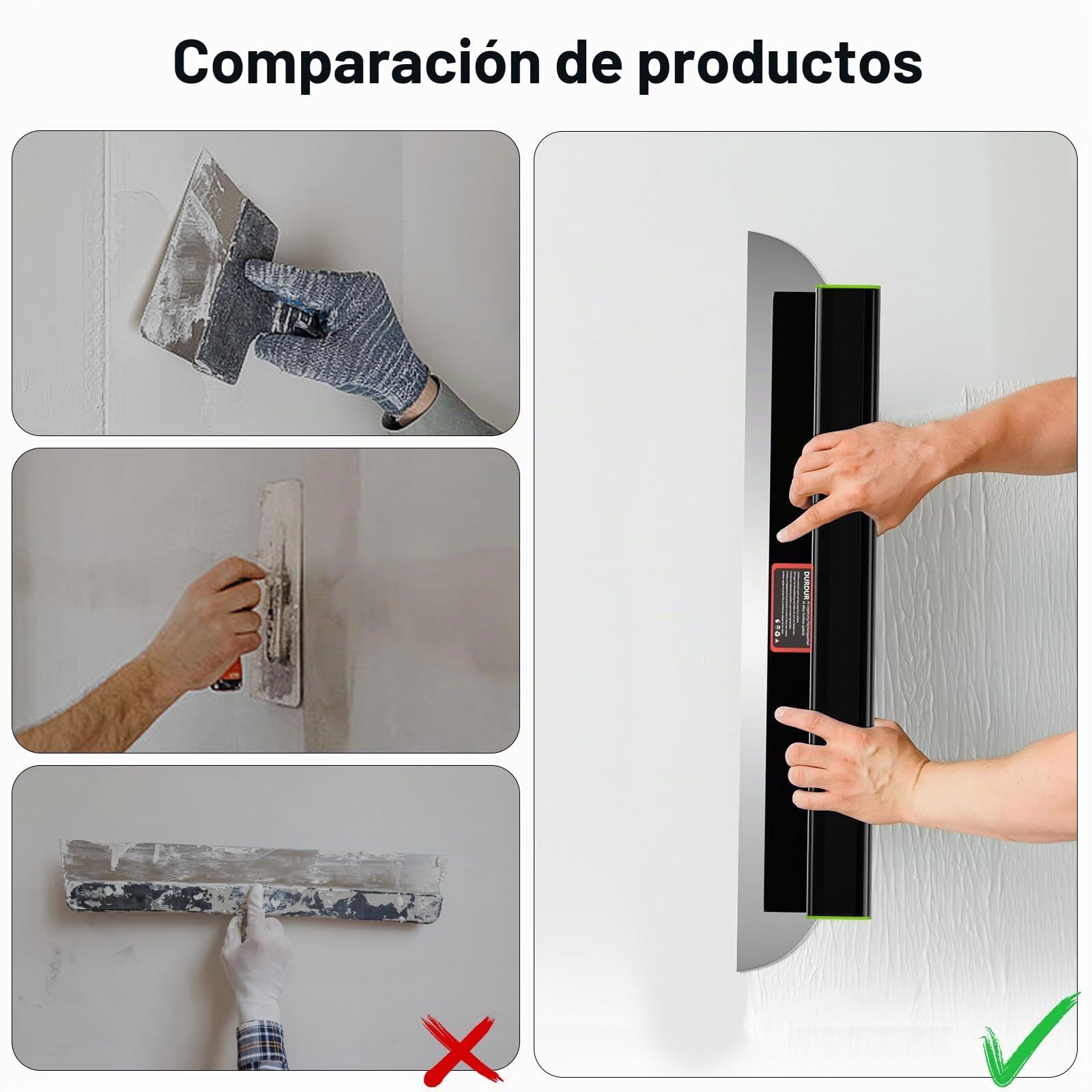 DURDUR Espátula de superficie (100 cm+40 cm), aleación de aluminio con mango en Z, herramienta de espátula de hoja de acero inoxidable para paneles de yeso, papel pintado y más área de trabajo grande,