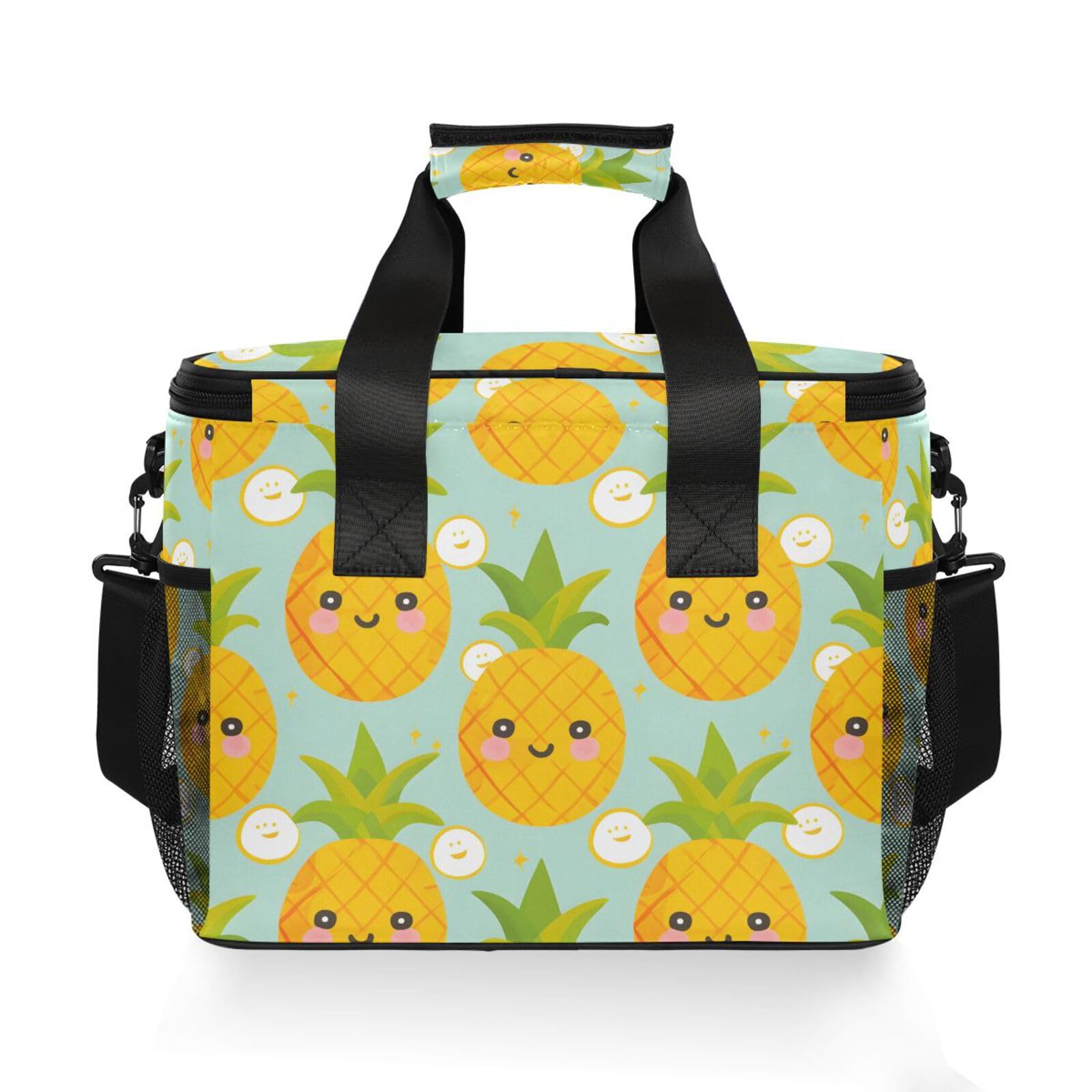 Bolsa térmica grande con diseño de piña, color amarillo, con aislamiento, para picnic, 15 litros, 24 latas, impermeable, para adultos, hombres y mujeres