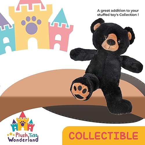 Miniatura 2 de Benjamin The Black Bear - Peluche suave de 8 pulgadas, regalo para niños pequeños, Navidad, cumpleaños, vacaciones