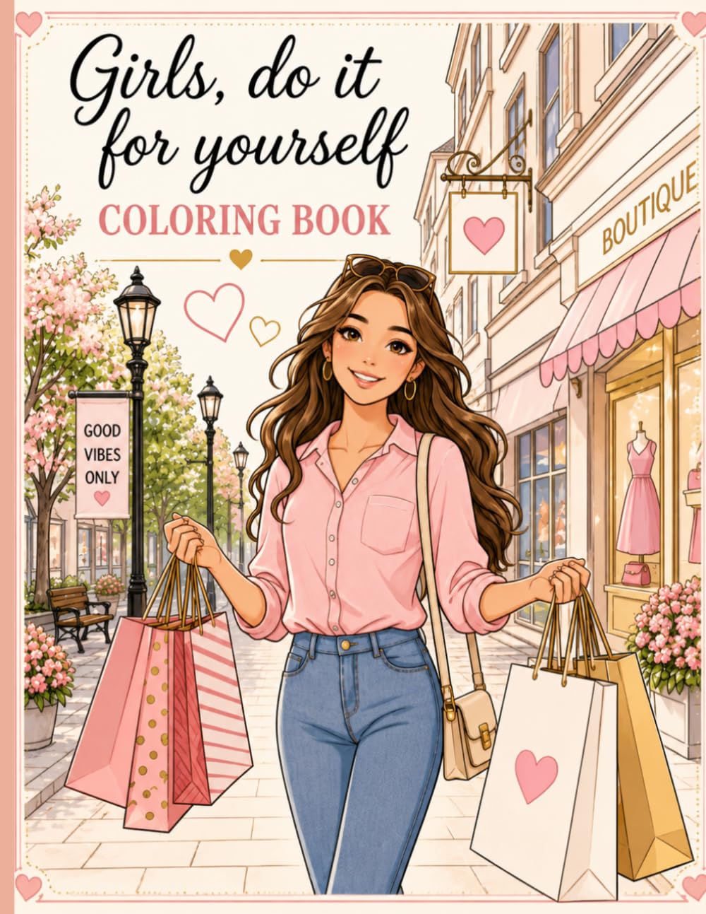Girls, Do It for Yourself Coloring Book: 50 Stylish Illustrations for Fashionable Girls and Teens (100 Pages): Relaxing coloring pages stress relief