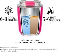 Vista 55 de Puraville Insulated Tumblers with Lid, 10 oz Travel Coffee Mug Stainless Steel Vacuum Cup, Leak Proof Reusable Double Walled Coffee Tumbler for Iced