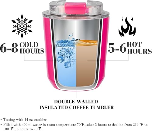 Miniatura 55 de Puraville Insulated Tumblers with Lid, 14 oz Travel Coffee Mug Stainless Steel Vacuum Cup, Leak Proof Reusable Double Walled Coffee Tumbler for Iced