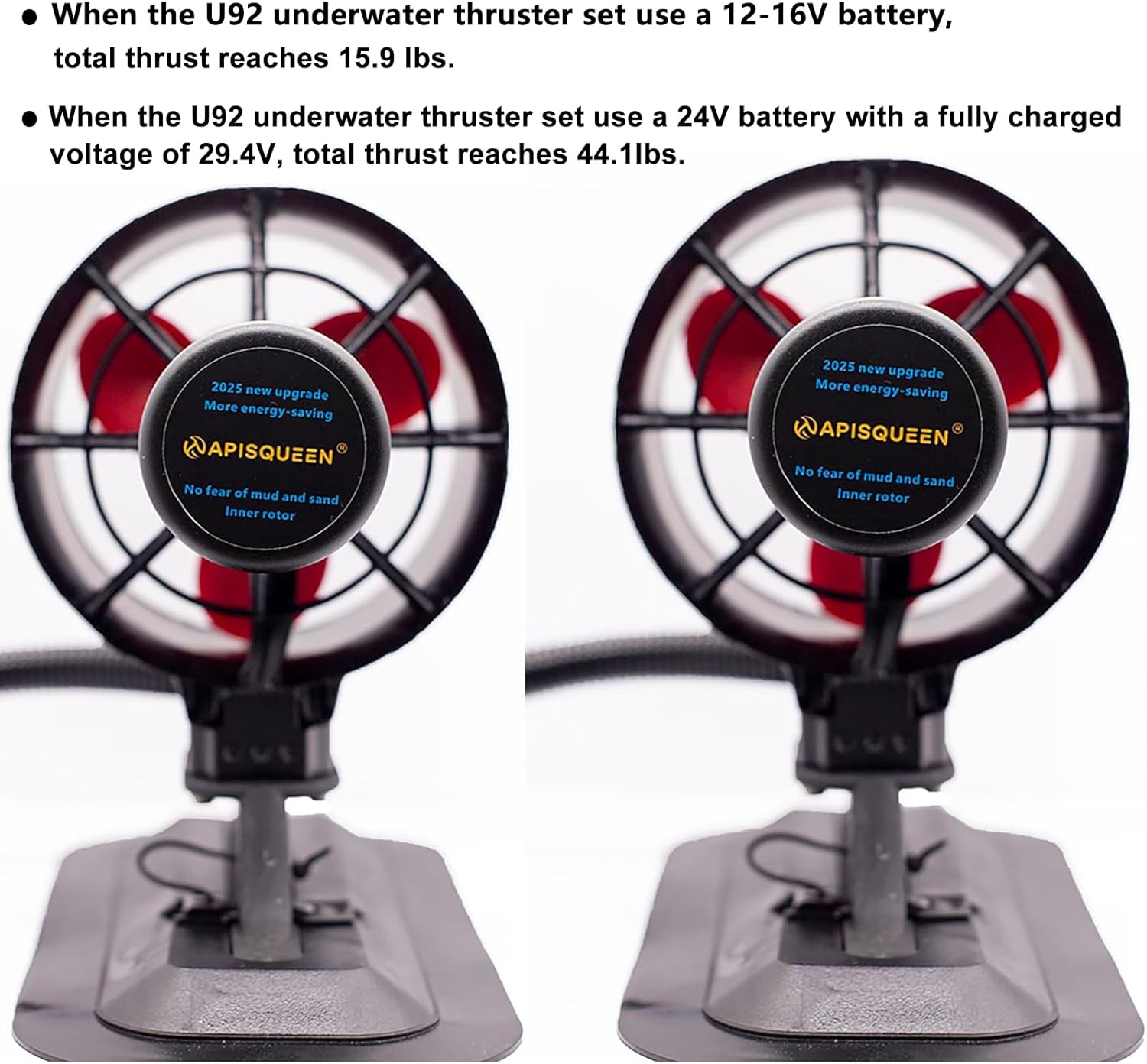 12/24V U92 Pro Set Underwater Thruster, 15.9lbs/44.1Lbs Thrust Brushless Motor With ESC And RC For Fishing Boats Inflatable Boats