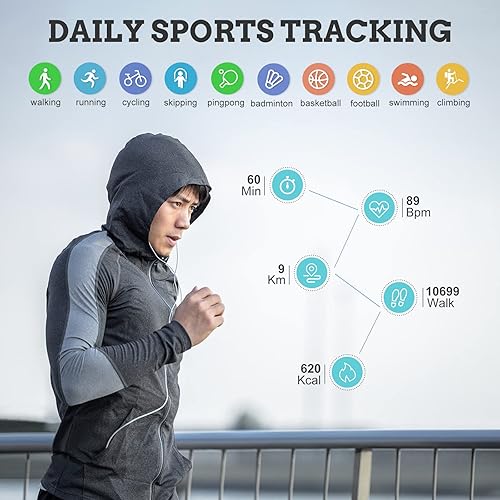 Miniatura 4 de FILIEKEU Reloj inteligente para hombre para Android iOS, llamadas Bluetooth, chat de voz con monitor de frecuencia cardíacasueño, monitor de