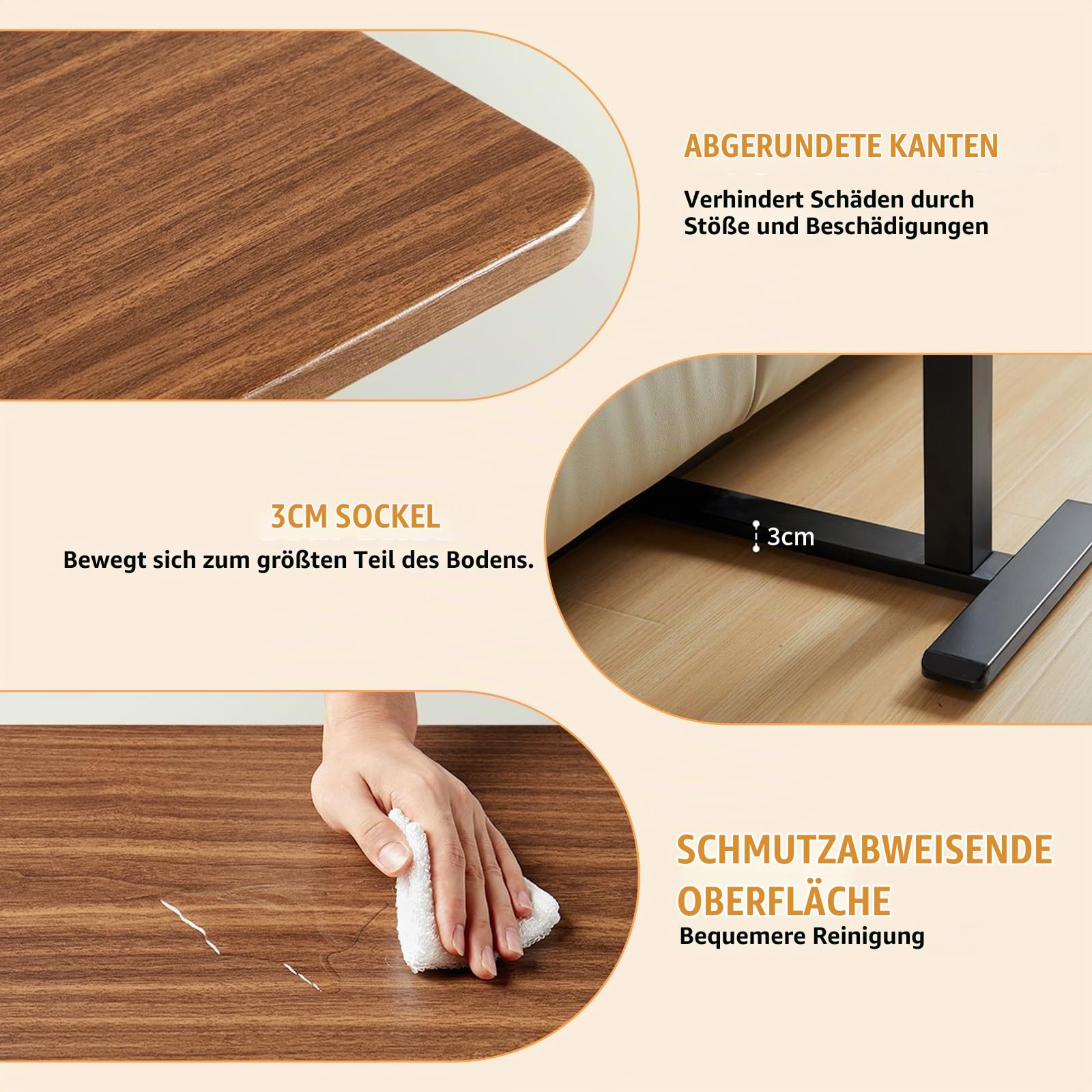 Stehpult Höhenverstellbarer Stehtisch mit 4 Rollen - Mobiler Stufenlos Höhenverstellbarer Beistelltisch, Verstellbarer Pneumatischer Betttisch für Couch, Bett, Kinderzimmer Krankenhaus und Homeoffice