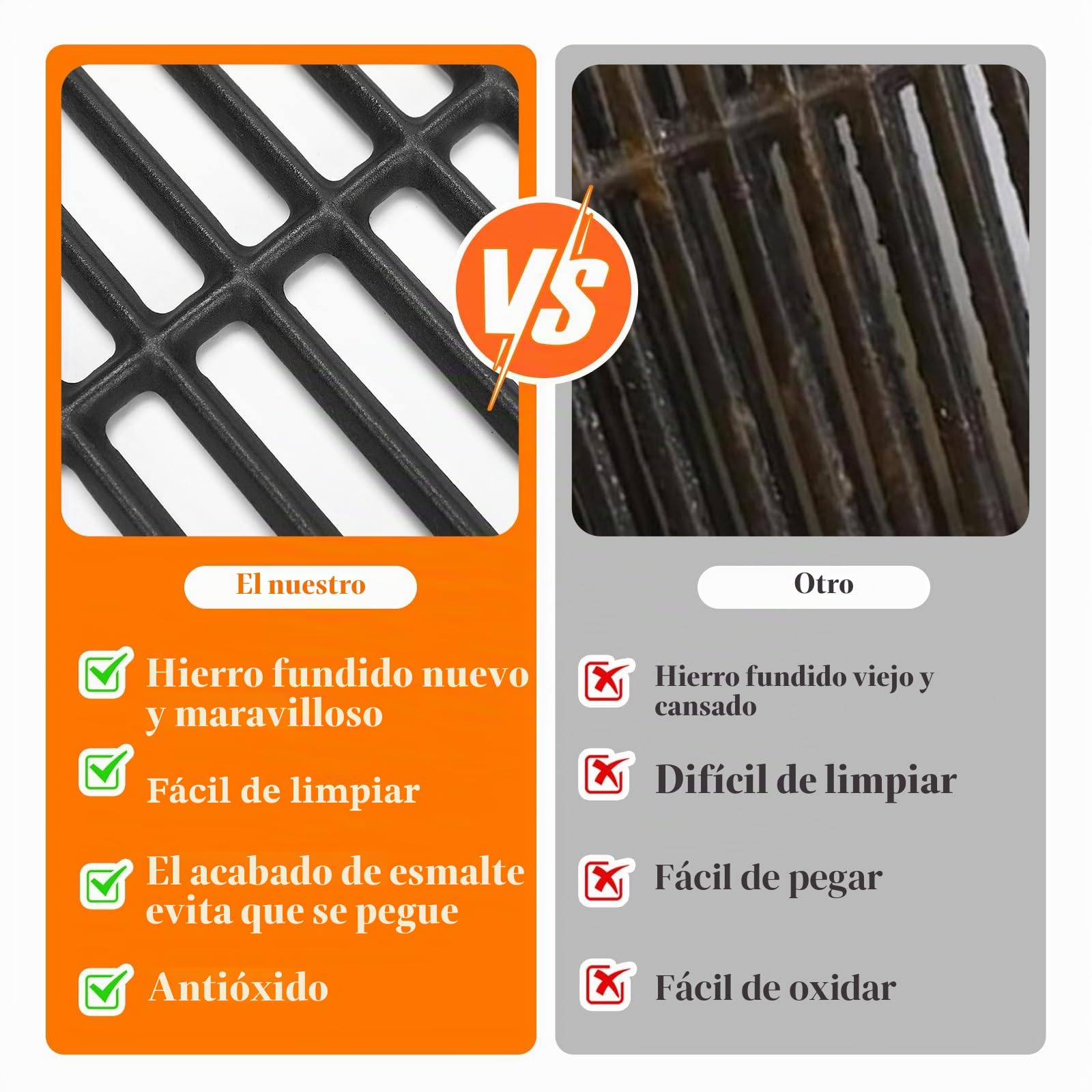 GFTIME Parrilla de hierro fundido 43 x 63 cm para Enders Boston Pro 3, Enders Monroe Pro 3, Charbroil, Barbecook Siesta 310, Landmann Triton 3 & 4, Proficook PC-GG 1058/1059 piezas de repuesto para