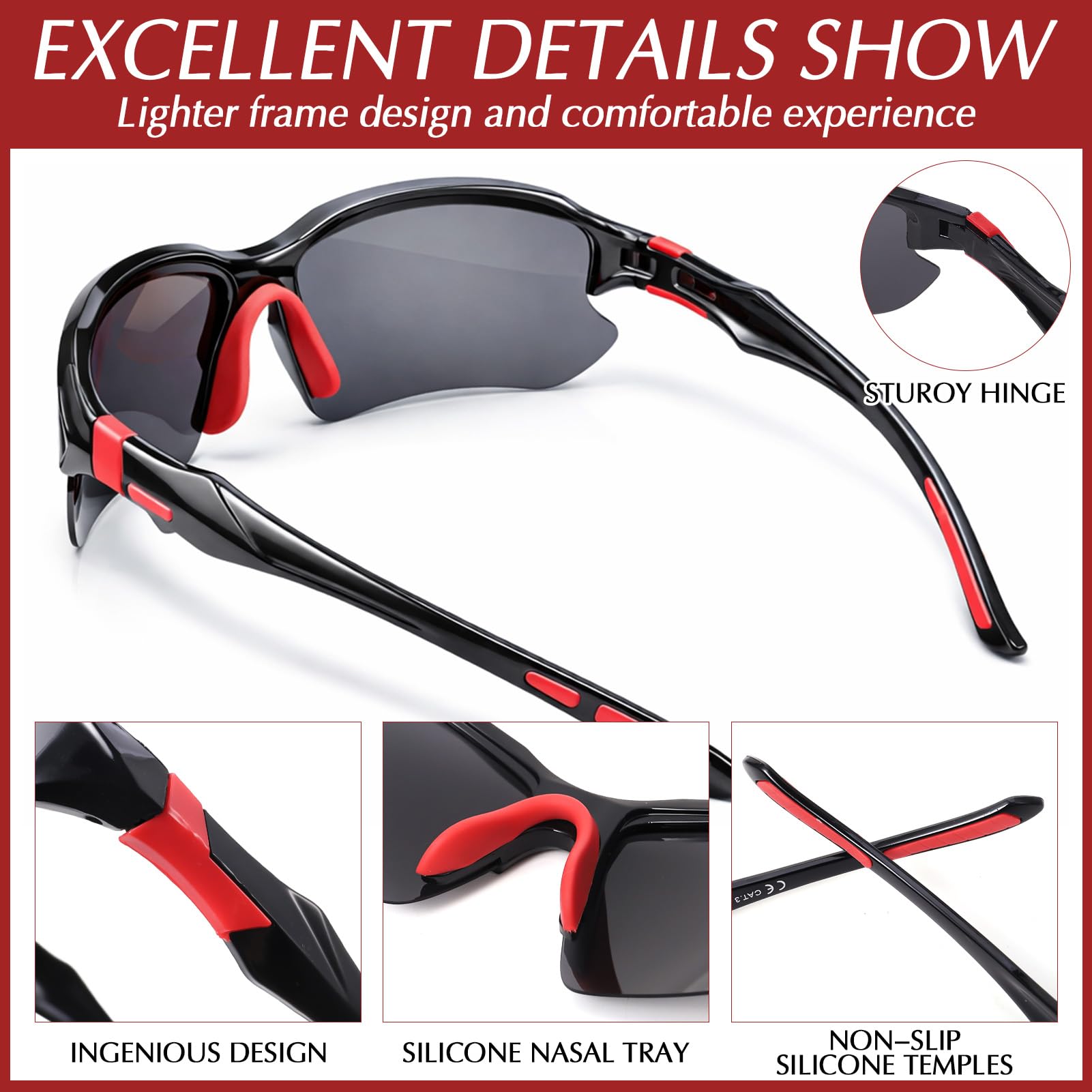 4/5Pack Occhiali da sole sportivi polarizzati per uomo donna baseball ciclismo corsa pesca protezione UV occhiali da sole