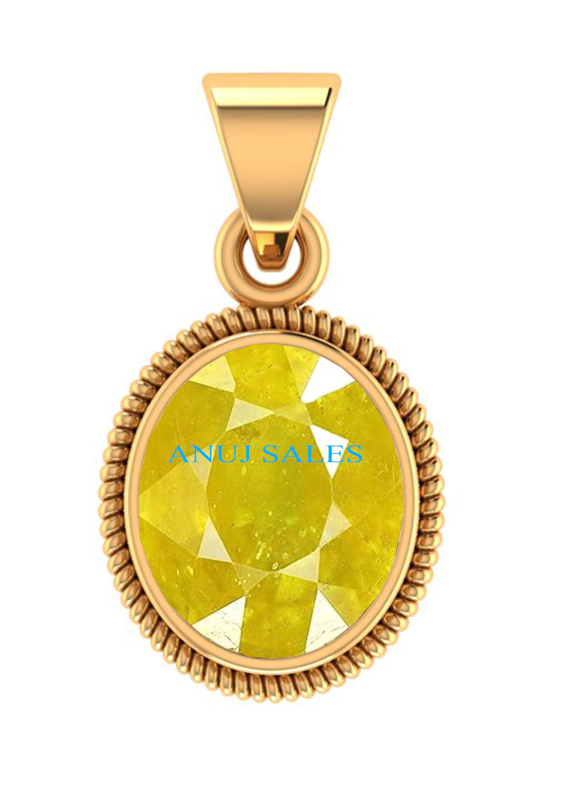 11.25 Ratti Natural Yellow Sapphire Pendant/Locket Gold Plated Pukhraj Stone Original AAA+ Quality Gemstone Pendant for Men and Women