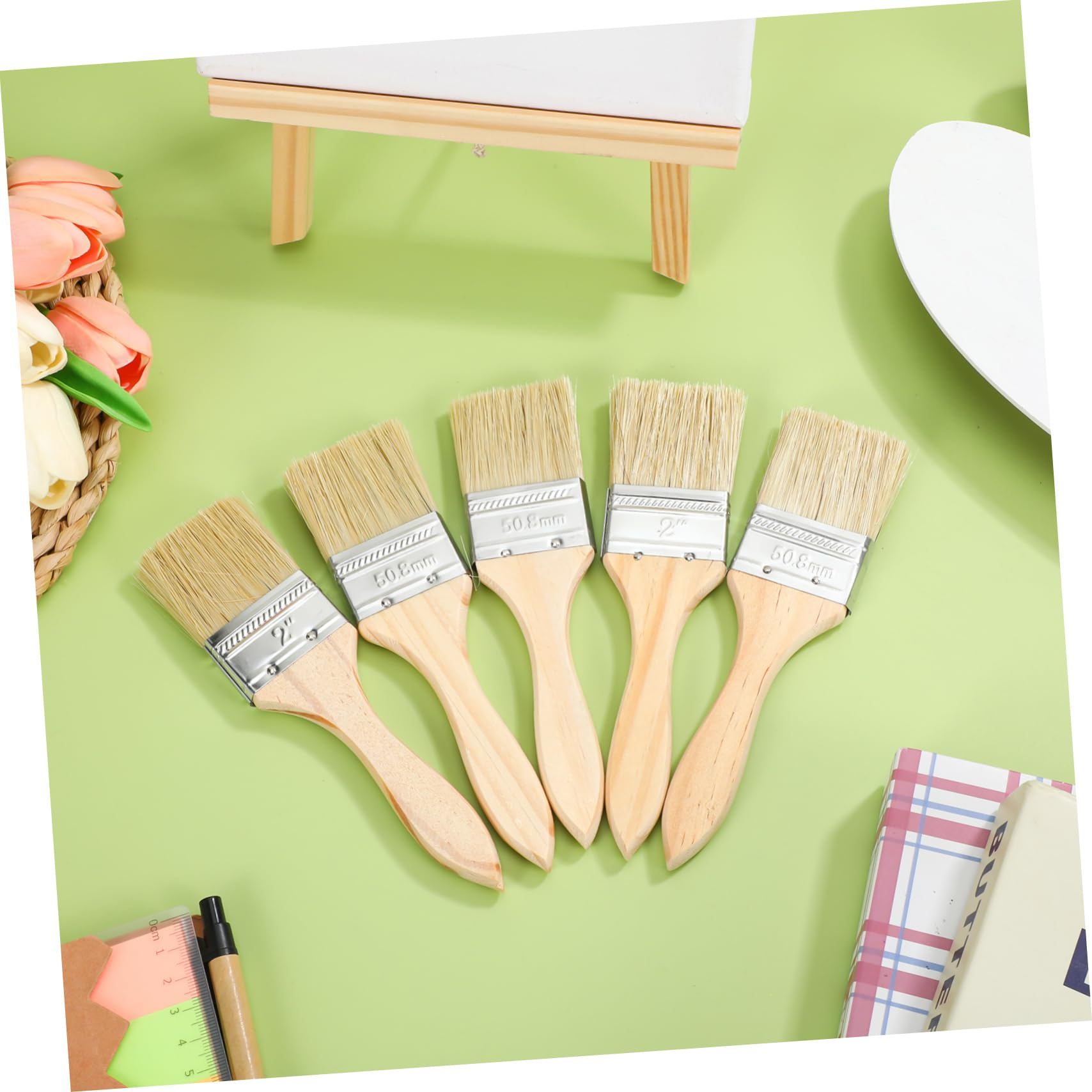 GALPADA 30 Pezzi Pennelli Pittura Legno Ergonomico Spessore Set Piatti per Vernice e Macchia Cancelli Dettagli Finitura Uniforme
