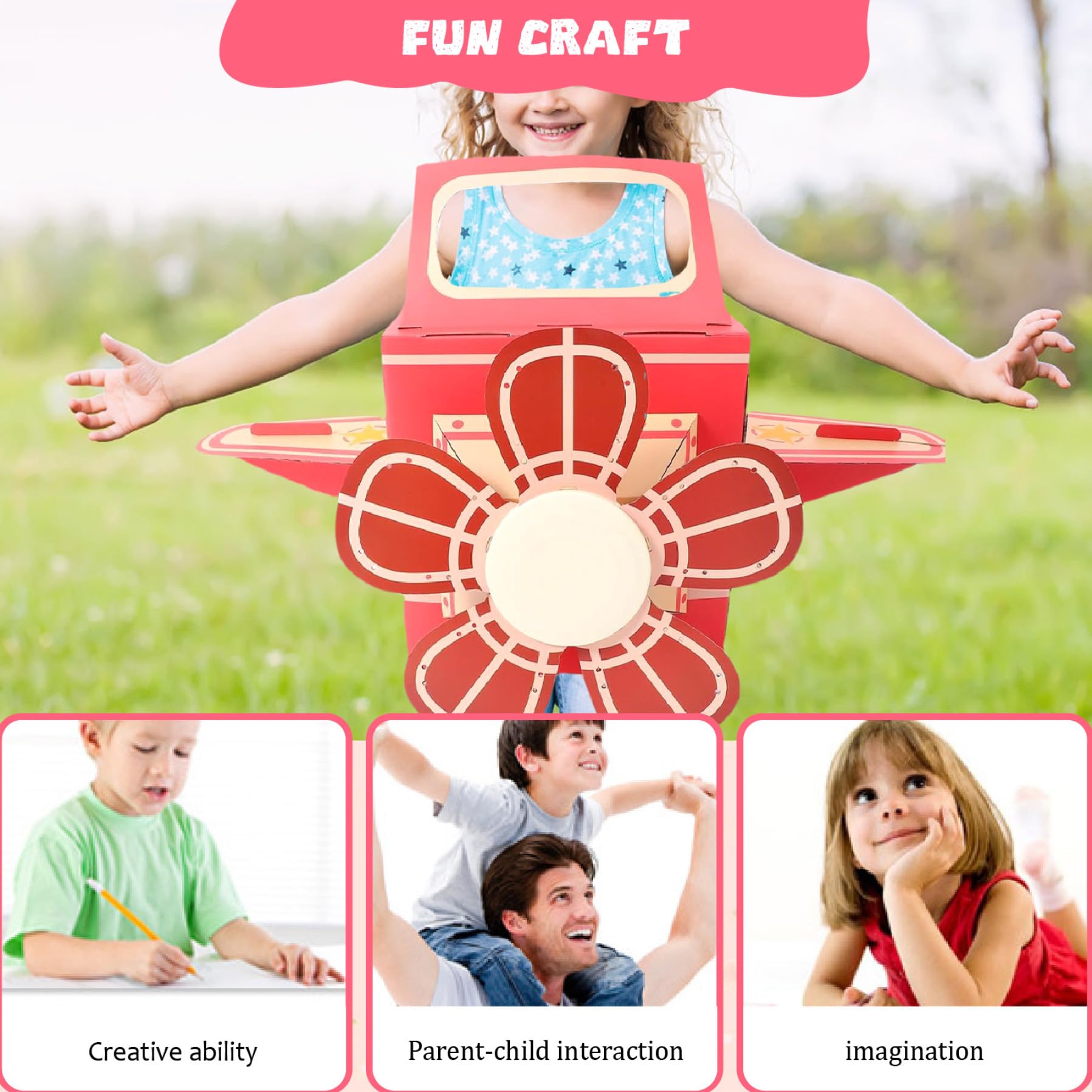 Casetta da Gioco in Cartone per Bambini, Costume da Aeroplano in Cartone indossabile Costume da Aeroplano per Bambini Asilo Fai da Te Fare Giocattoli Giocattoli creativi da Gioco all'aperto