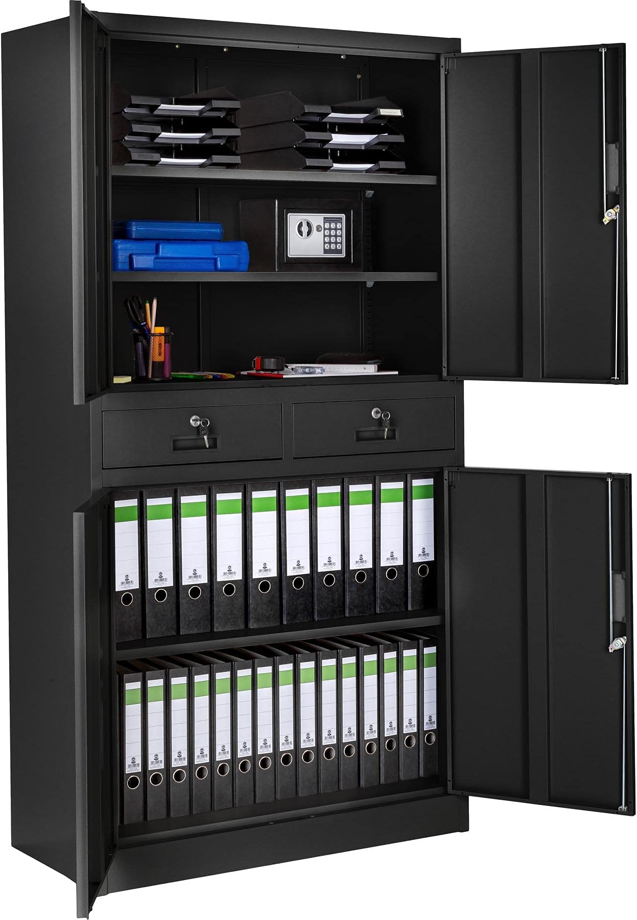 TecTake Armoire de Rangement Metal Armoire de Bureau avec Serrure 4