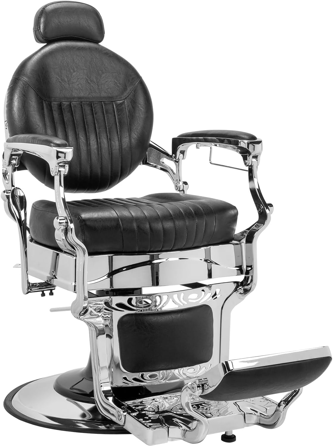 Winado Heavy Duty Vintage Recline Barber Chair Hydraulic with Headrest, Supports up to 550lbs & 360°Rotatable, Professional Salon Beauty Spa Shampoo Equipment (Thickened Cushion)