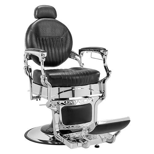 Winado Silla de peluquería reclinable vintage resistente con reposacabezas, soporta hasta 700 libras y rotación de 360, equipo de champú profesional