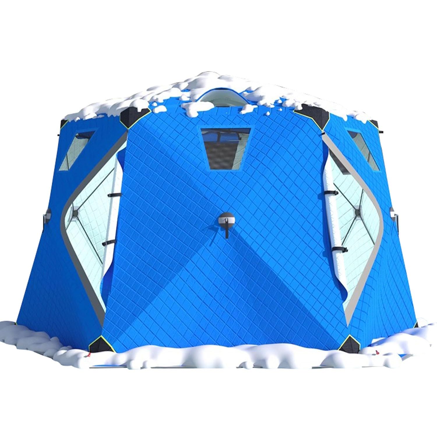 SciAza ice Fishing Tent ice Fishing shelter Insulated 6-8 Person Outdoor Warm and Anti-Cold Ice Fishing Tent with Ice Fishing Mat(Color:2)